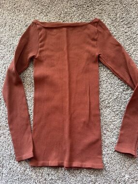 Free people Ribbed Long Sleeve Top - Rust
